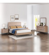 Hannah Multiple Size 4 pcs Dresser Light Oak Colour Bedroom Suite in Solid Timber Veneered MDF